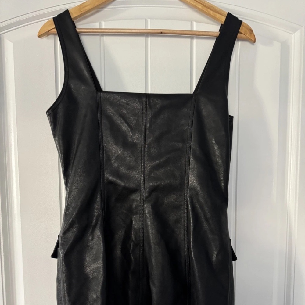 Vintage Havana Black Faux Leather Sleeveless Dress  Women’s Size Medium